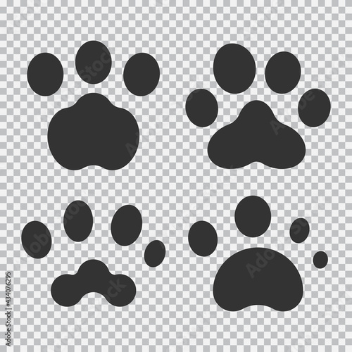 Animal paw vector icons set isolated on a transparent background.