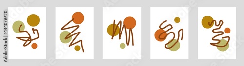 Set of creative with hand drawn background for wall design, office, school and restaurant. Minimalist art background.
