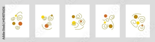 Set of creative with hand drawn background for wall design, office, school and restaurant. Minimalist art background.