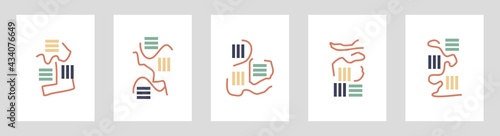 Set of creative with hand drawn background for wall design, office, school and restaurant. Minimalist art background.