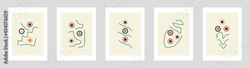 Set of creative with hand drawn background for wall design, office, school and restaurant. Minimalist art background.