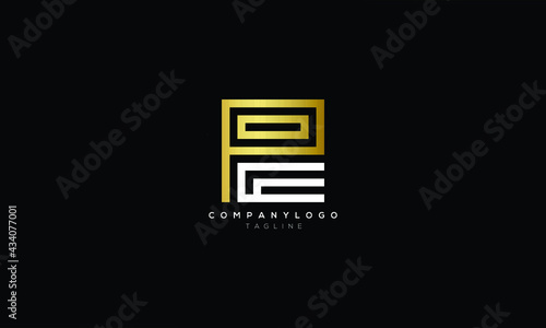 PE EP P AND E Abstract initial monogram letter alphabet logo design