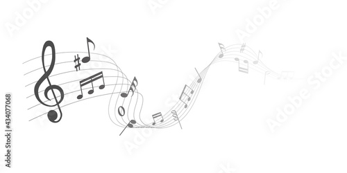 vector sheet music - musical notes melody on white background