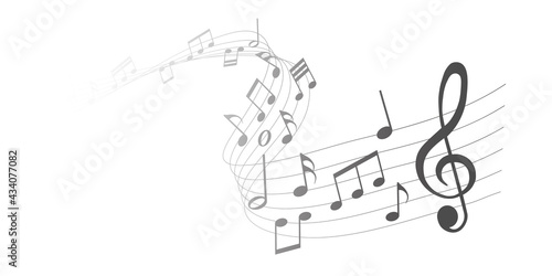 vector sheet music - musical notes melody on white background