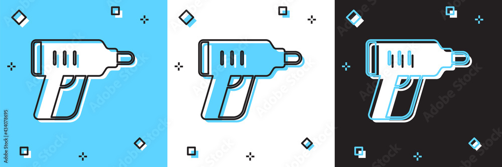 Set Electric cordless screwdriver icon isolated on blue and white, black background. Electric drill machine. Repair tool. Vector Set Electric cordless screwdriver icon isolated on blue and white, black background. Electric drill machine. Repair tool. Vector