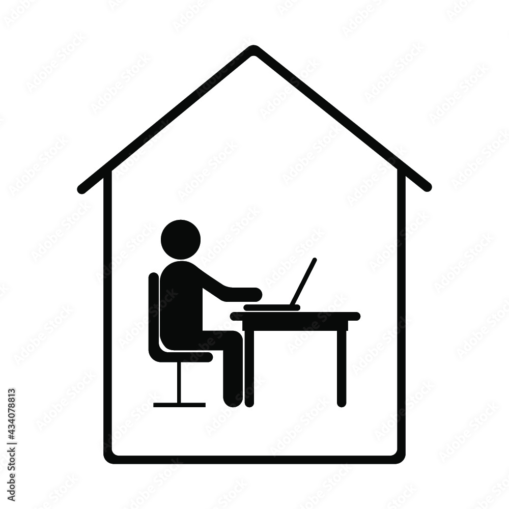 Work at home. Working Icon isolated on a white background Work at home. Working Icon isolated on a white background