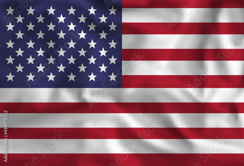 Vector waving  American flag. Background for patriotic national design. Usa flag