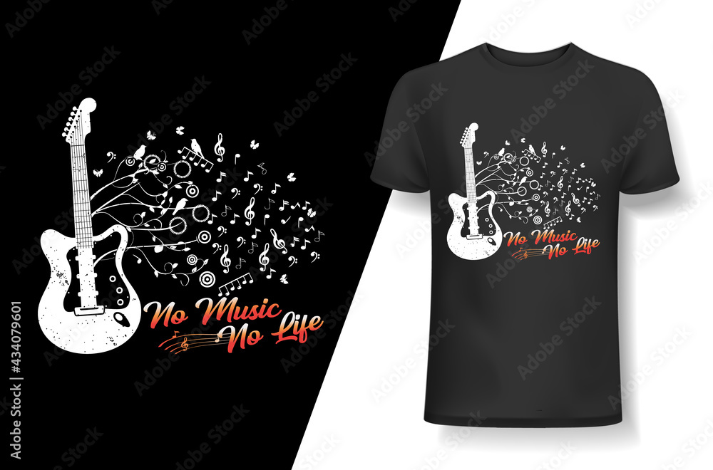 Vettoriale Stock No music no life Music t-shirt, Music t-shirt design,  Typography design, Guitar t-shirt, Poster, Vector, Graphic, Mug, Slogan,  and other uses | Adobe Stock