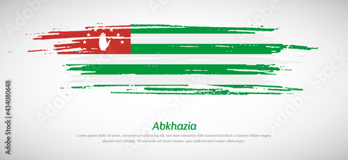 Artistic grungy watercolor brush flag of Abkhazia country. Happy independence day background