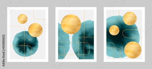 Set of abstract art  watercolor backgrounds for cover, wallpaper, office, home decoration, wall art. EPS10 vector.