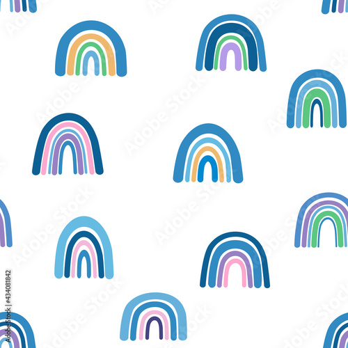 Seamless pattern blue rainbow vector illustration