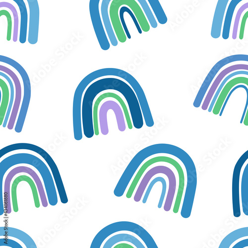 Seamless pattern blue rainbow vector illustration