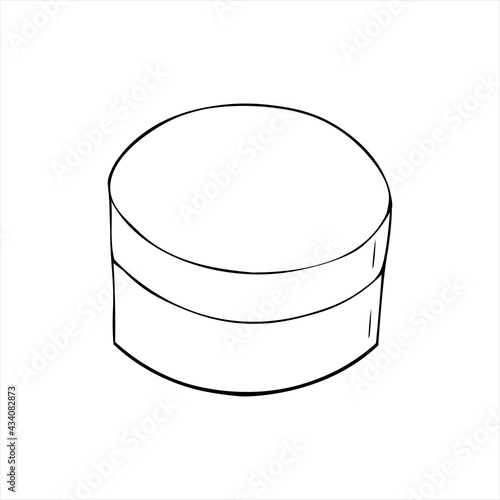 Round wide jar for cosmetics - a container for cream or gel for the face, body, eyes. Isolated vector illustration.