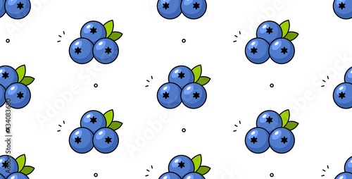 Blueberry seamless pattern. Vector hand drawn illustration