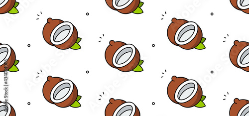 Coconut seamless pattern. Vector hand drawn illustration