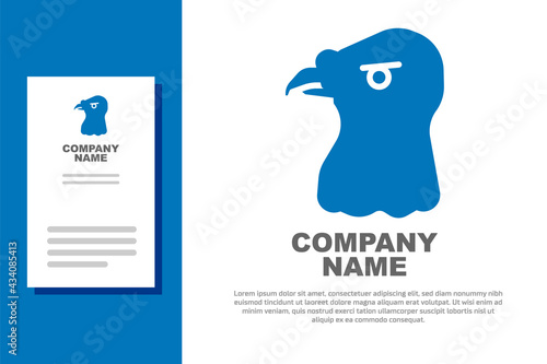 Blue Eagle head icon isolated on white background. Logo design template element. Vector