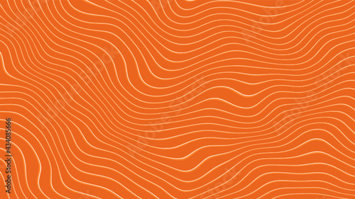 Vector - Salmon fillet texture.Orange and white curved wave lines.