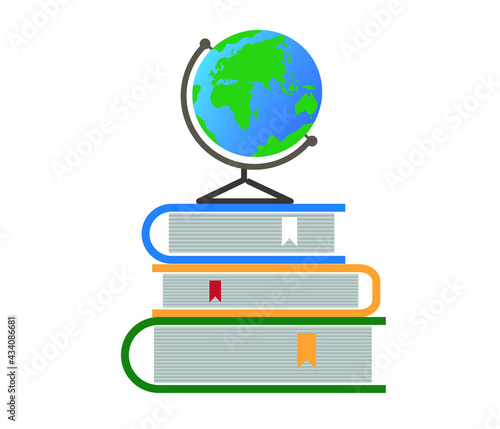 book world vector , university logo. Globe on book science concept vector illustration.