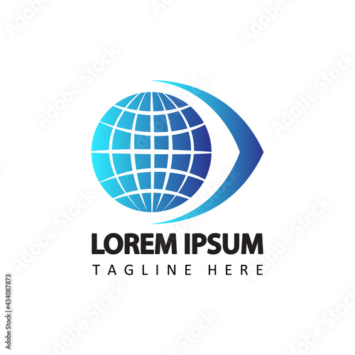 global, globe, world logo template design vector in isolated white background