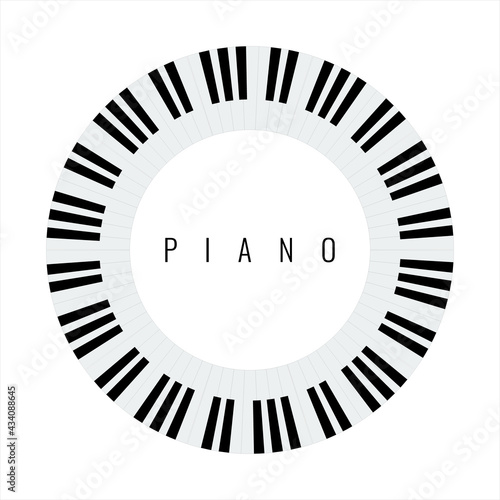 Plate piano key frame border. Piano keyboard Circle shape vector illustration.