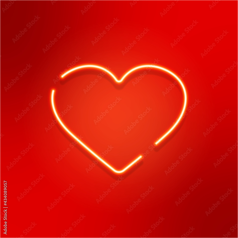Neon heart on the red background. Neon heart on the red background.