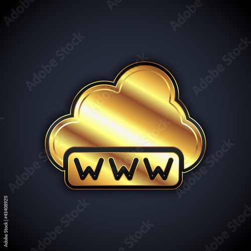 Gold Software, web development, programming concept icon isolated on black background. Programming language and program code on screen laptop. Vector