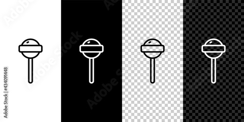 Set line Lollipop icon isolated on black and white,transparent background. Food, delicious symbol. Vector