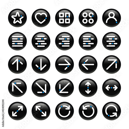 Black circle outline icons for sign & symbol. © Graphic Mall