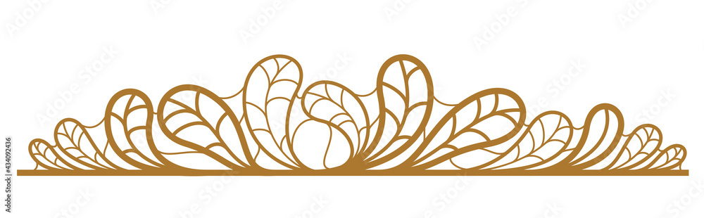 Fototapeta premium Beautiful linear floral vector design isolated on white, leaves and branches elegant text divider border element for layouts, fashion style classical emblem, luxury vintage graphics.