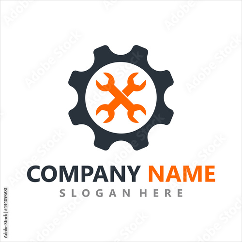 Mechanic tools, repairing service icon logo design template vector.