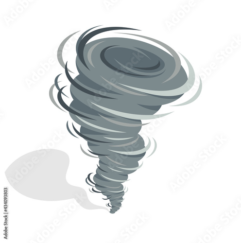 Tornado vector 3d illustration isolated on white, natural disaster concept.