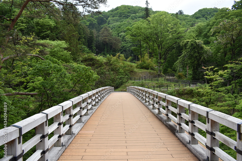 日本　群馬　八ッ場ダムの傍　猿橋　5月の風景