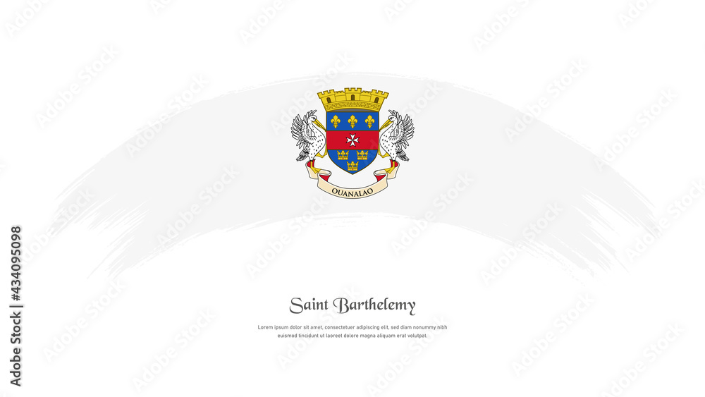 Flag of Saint Barthelemy in grunge style stain brush with waving effect on isolated white background Flag of Saint Barthelemy in grunge style stain brush with waving effect on isolated white background