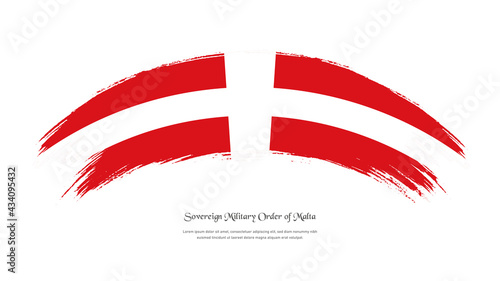 Flag of Sovereign Military Order of Malta in grunge style stain brush with waving effect on isolated white background