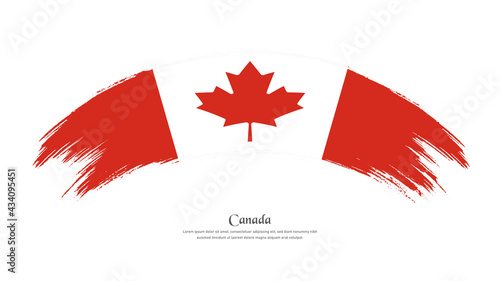 Flag of Canada in grunge style stain brush with waving effect on isolated white background