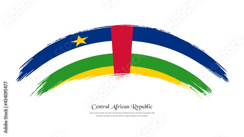 Flag of Central African Republic in grunge style stain brush with waving effect on isolated white background