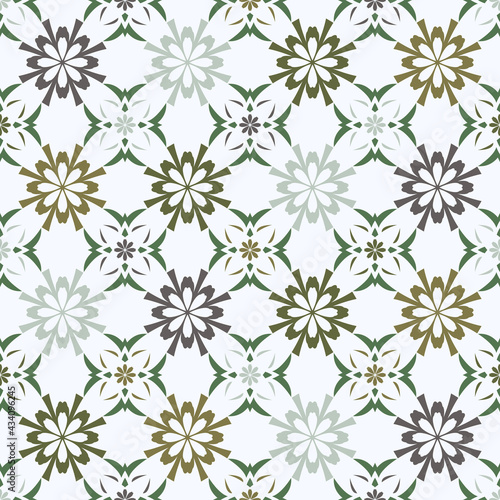 Geometric pattern with flowers seamless vintage retro design