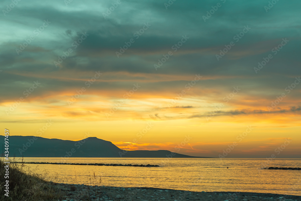 Sunset view over the Akamas Peninsula in Cyprus.