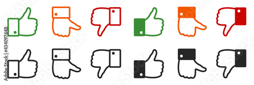 Set of hands with fingers up center and down. I like icon. I like it, everything is smooth, i don't like it.