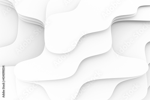 Abstract geometric background of curved clipped surfaces. 3d rendering