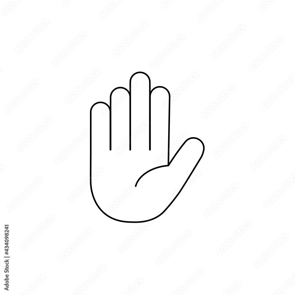 Hand stop sign outline icon. linear style sign for mobile concept and web design. Human hand simple line vector icon. Palm symbol, logo illustration. Pixel perfect vector graphics Hand stop sign outline icon. linear style sign for mobile concept and web design. Human hand simple line vector icon. Palm symbol, logo illustration. Pixel perfect vector graphics
