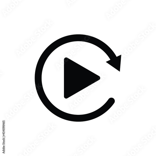 Replay icon vector play sign photo