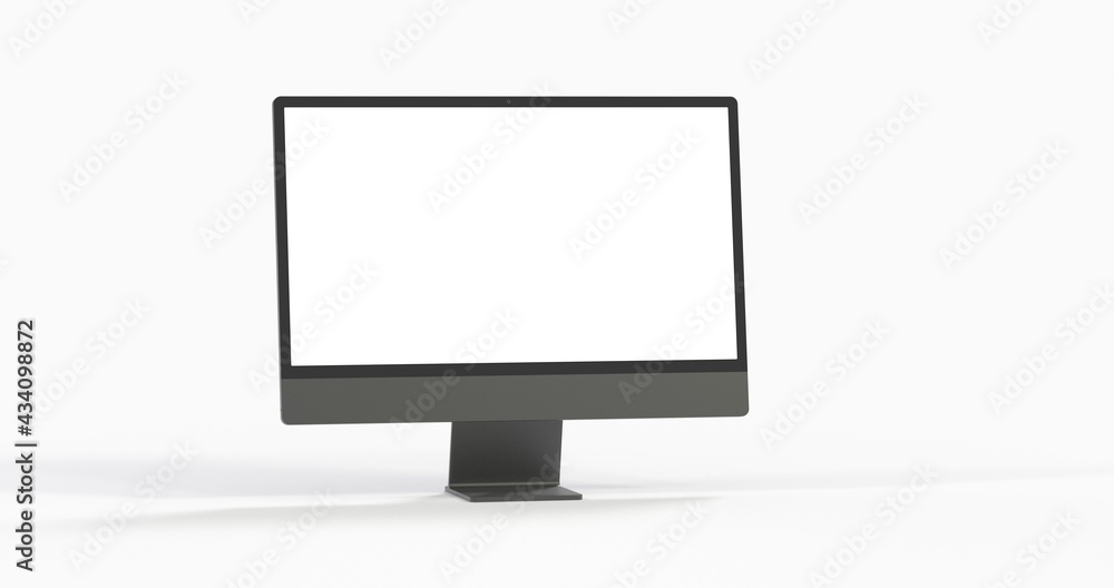 Computer display with blank white screen 3d Computer display with blank white screen 3d