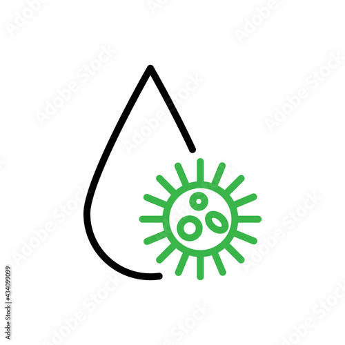 Waterborne diseases icon. Water drop and bacteria symbol