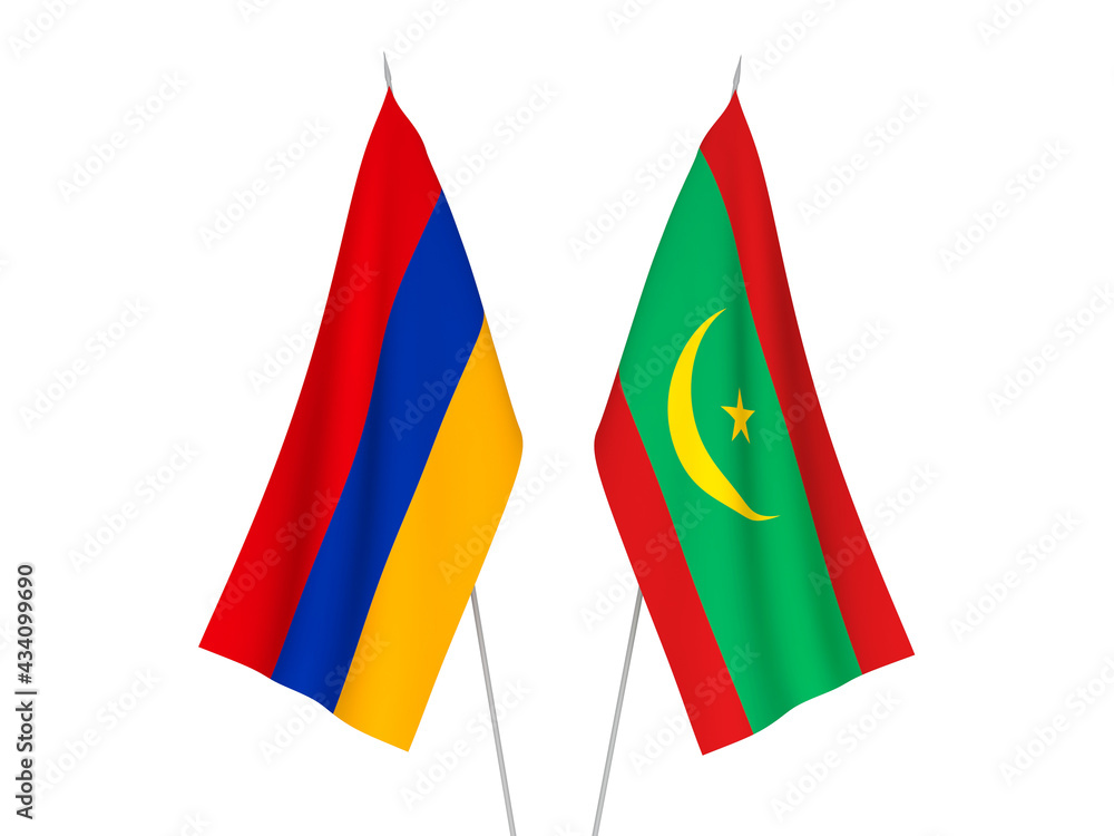 Armenia and Islamic Republic of Mauritania flags Armenia and Islamic Republic of Mauritania flags