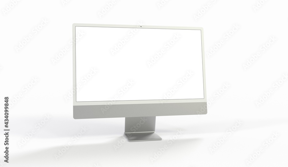 Realistic flat screen computer monitor 3de style mockup with blank screen isolated 3d - obrazy, fototapety, plakaty 