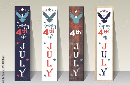 Happy 4th of July- porch sign vertical vector design template