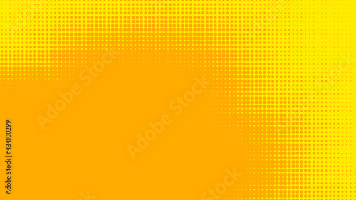 Dots halftone yellow orange color pattern gradient texture with technology digital background. Dots pop art comics with summer background.