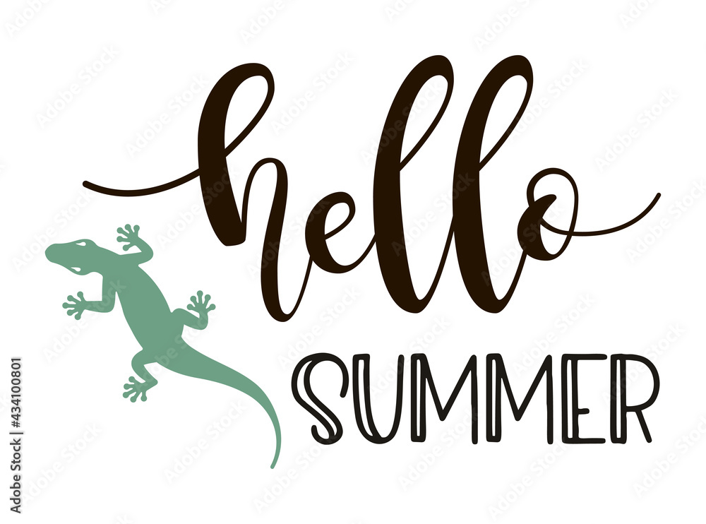 Hello Summer Lettering with Pineapple. Vector Illustration Hello Summer Lettering with Pineapple. Vector Illustration