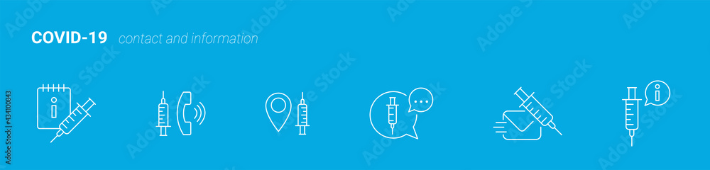 Set of clean and simple icons, corona symbols, vaccination, easy to use, Editable Stroke.